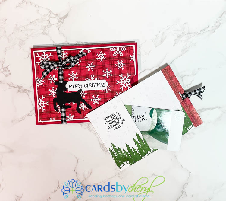 Reindeer Christmas card with gift card holder