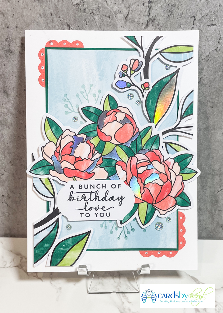 Floral card that says "A bunch of birthday love to you"