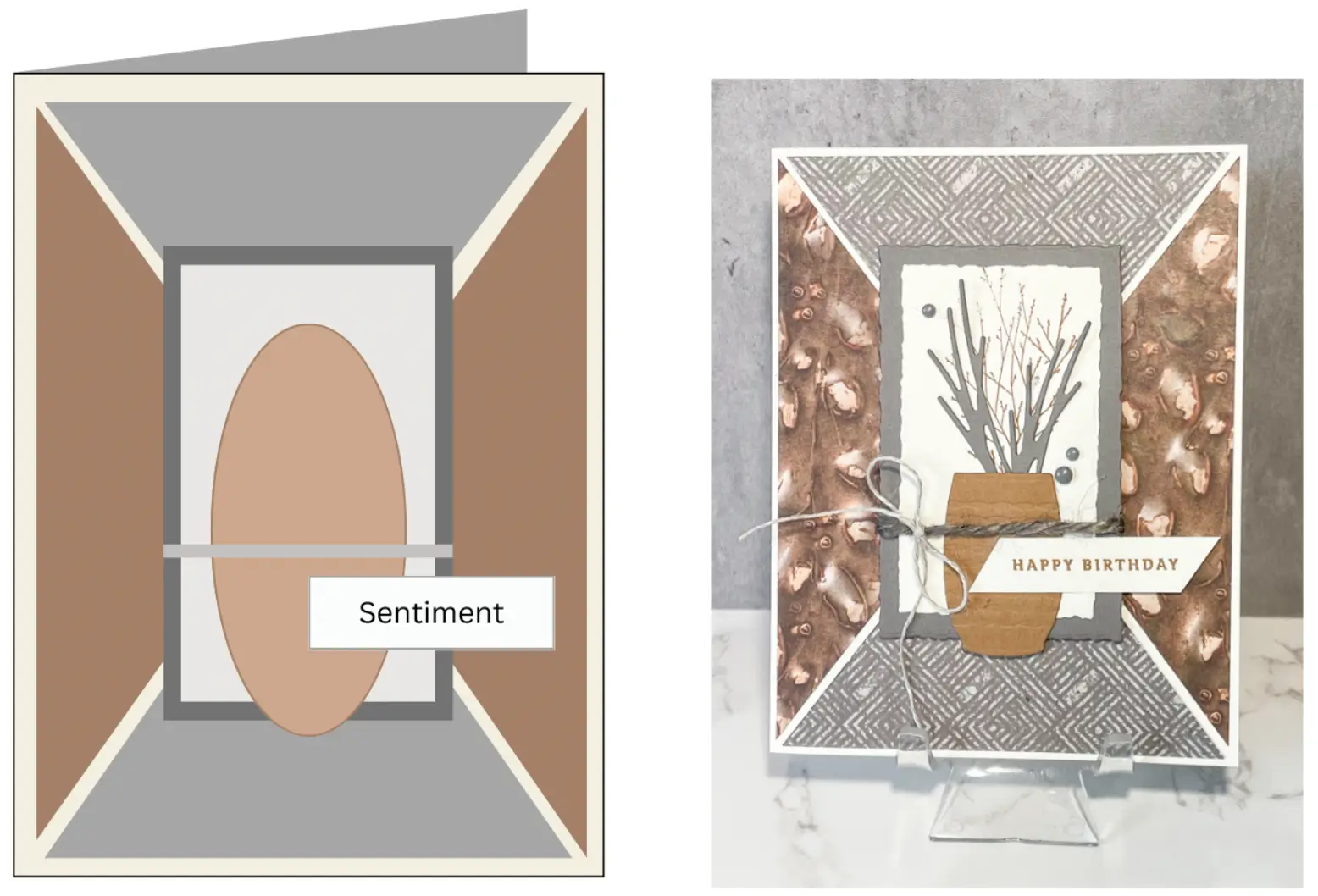 Brown and gray Happy Birthday card