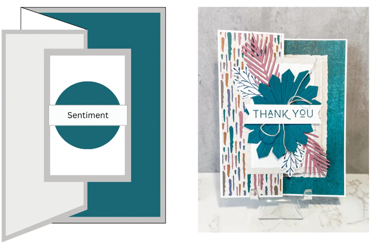 Teal and white Thank You card css